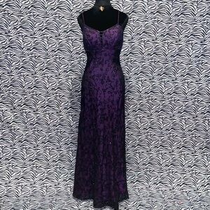 Purple beaded Betsy & Adam Prom dress.
Vintage, thrifted, no stains or tears.